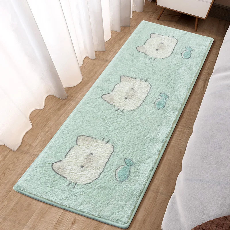 Navak Teppich, Cartoon-Muster, Kunstlammwolle, Schlafzimmer-Nachtvorleger, schönes Kaninchen, rosa Bettbereich, weich, keine eisigen Füße, für Mädchen, Kinder, Schlafzimmer
