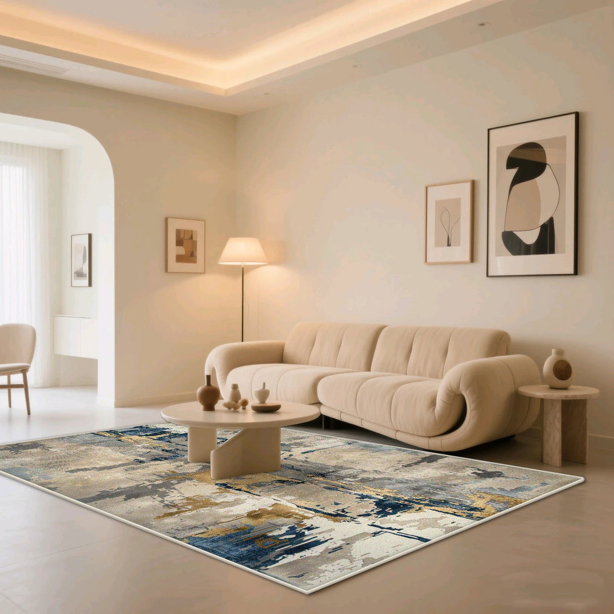 Navak Teppich, Kunststil, abstrakt, weich, Schlafzimmer-Dekoration, großer Teppich, rutschfest, Sofa-Tischset, faltbar, maschinenwaschbar, Wohnzimmerteppich