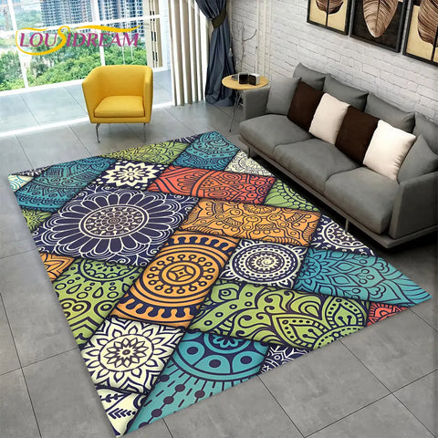 Navak Carpet Bohemia Mandala Geometrischer Teppich, Teppich für Zuhause, Wohnzimmer, Schlafzimmer, Sofa, Fußmatte, Küchendekor, rutschfeste Fußmatten für Kinder