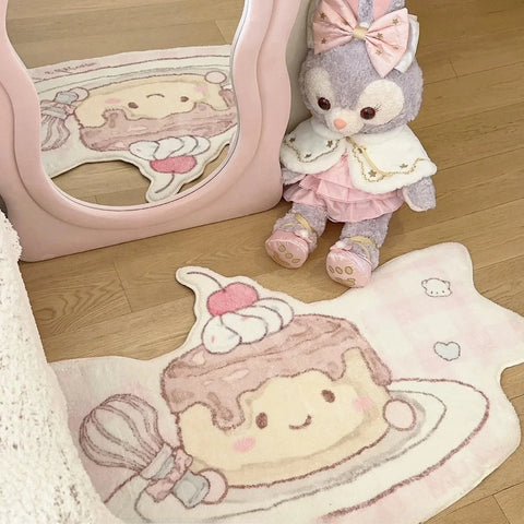 Navak Teppich Rosa Niedlicher Teppich Bettmatte Schlafzimmer Anti-Rutsch Weich Polyester Kunst Camere Herz nachgeahmt Pluie Dinkie Spiegel Front Teppich