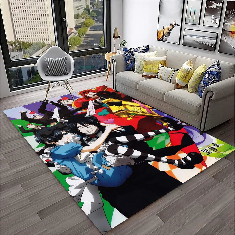 Navak Teppich, 3D-Anime, Black Butler, Cartoon-Teppich für Zuhause, Wohnzimmer, Schlafzimmer, Sofa, Fußmatte, Dekoration, Kinderspielbereich, rutschfeste Bodenmatte