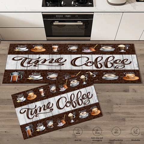 Navak Teppich, Kaffee, Küchenteppiche, rutschfest, saugfähig, für Schlafzimmer, luxuriöse Eingangsmatte, waschbar, Anti-Ermüdungs-Teppich, lang, groß, wasserdichte Matte