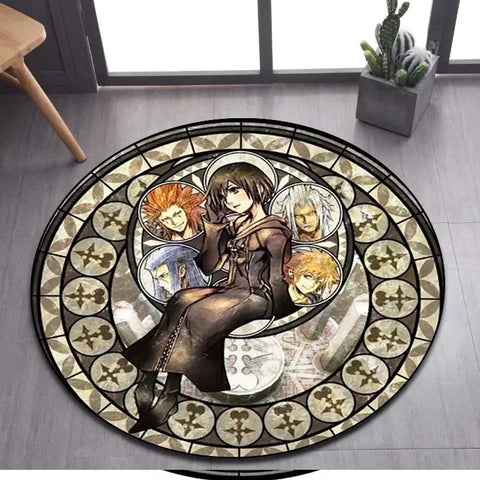 Navak Carpet Daily Picks DISNEY Kingdom Hearts Cartoon-Muster Bereich Teppich Runde Bodenmatte Kind Wohnzimmer Teppich Badezimmer Küche Fußmatte Dekorieren