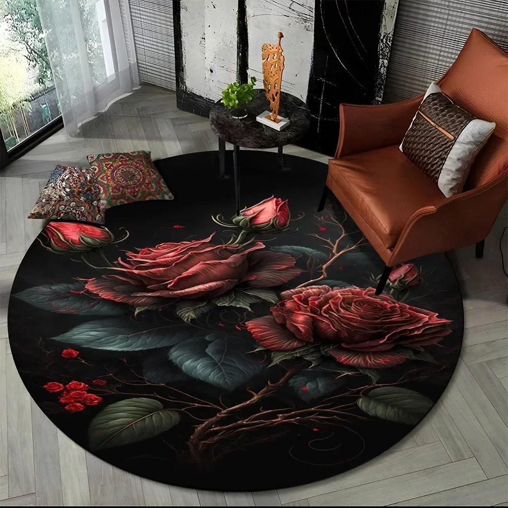 Navak Teppich, 3D, luxuriös, Blumen, Rosen, Gänseblümchen, nordischer runder Teppich für Wohnzimmer, Schlafzimmer, Kinderspielzimmer, Stuhldekoration, Haustierbereich, rutschfeste Matte