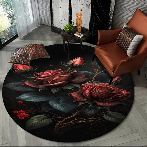 Navak Teppich, 3D, luxuriös, Blumen, Rosen, Gänseblümchen, nordischer runder Teppich für Wohnzimmer, Schlafzimmer, Kinderspielzimmer, Stuhldekoration, Haustierbereich, rutschfeste Matte