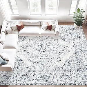 Navak Carpet Area Rug 8x10 Vintage Rug: Large Washable Living Room Rug Retro Medallion Distressed Rug Soft Low Pile Non-Slip Rugs Indoor Floo