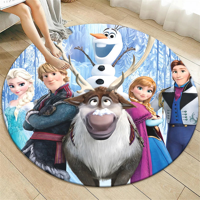 Navak Teppich Prinzessin Elsa Cartoon Print Runder Teppich, Schlafzimmer Dekorativer Teppich, Wohnzimmer Badezimmer Picknick Camping Eingang Rutschfeste Matte