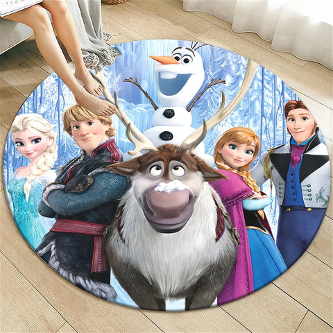 Navak Teppich Prinzessin Elsa Cartoon Print Runder Teppich, Schlafzimmer Dekorativer Teppich, Wohnzimmer Badezimmer Picknick Camping Eingang Rutschfeste Matte