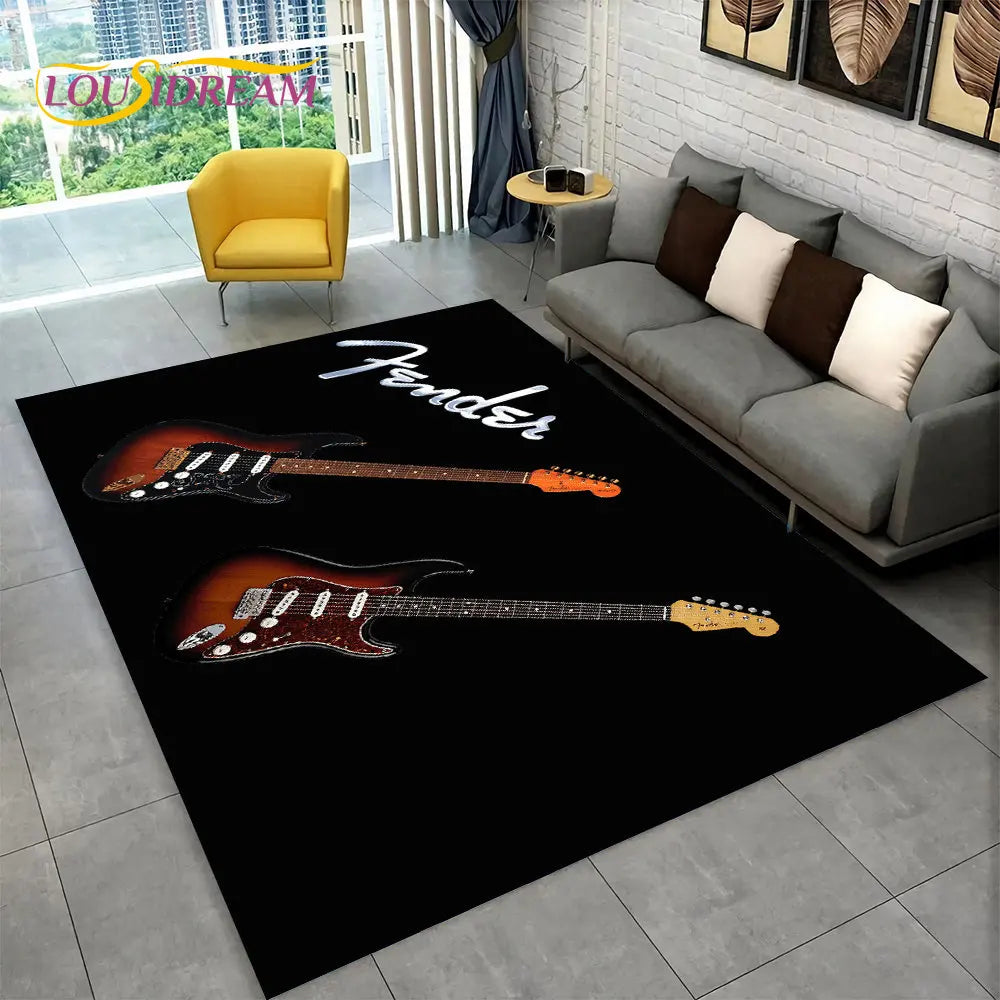 Navak Teppich, klassische Gitarre, E-Gitarre, Bass, Teppich für Wohnzimmer, Schlafzimmer, Sofa, Fußmatte, Dekoration, rutschfeste Bodenmatte für Kinderspiele