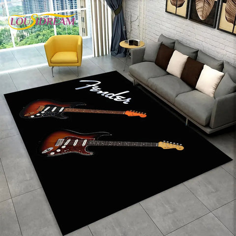 Navak Teppich, klassische Gitarre, E-Gitarre, Bass, Teppich für Wohnzimmer, Schlafzimmer, Sofa, Fußmatte, Dekoration, rutschfeste Bodenmatte für Kinderspiele