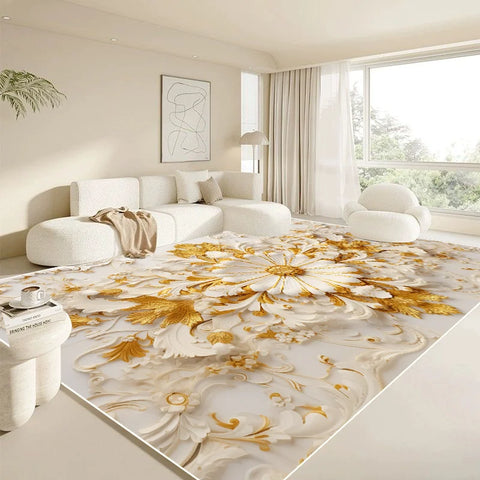 Navak Carpet Modern White Large Carpet for Living Room Luxury Gold Rug Home Decoration Bedroom Mat Bedside Soft Non-slip 200x300 Carpets 러그