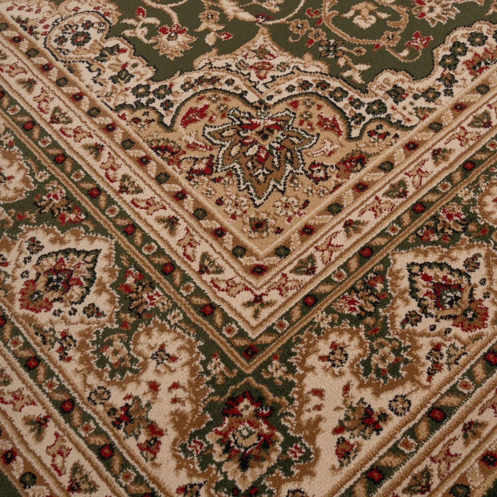 Navak Teppich Dunkelgrün Gold Beige Traditionell Eingefasst Orientalisch Medaillon Klassisch Wohndekor Blumenmuster Wohnzimmer Schlafzimmer Teppich Kaminmatte