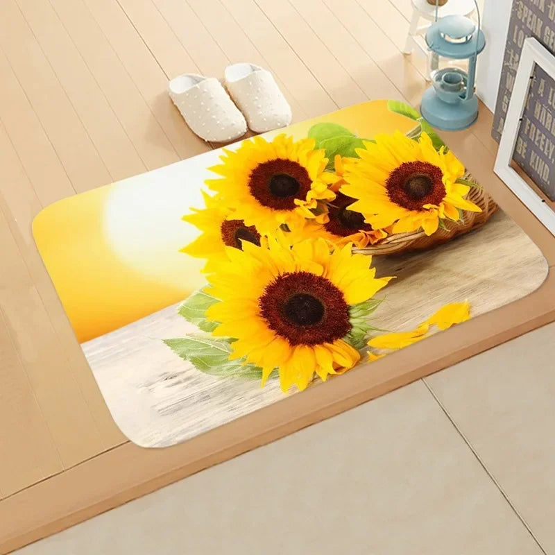 Navak Teppich, Sonnenblumen-Eingangs-Willkommens-Fußmatte, Blumen, Schlafzimmer, Nachttisch-Dekor, Teppich, rutschfest, Badezimmer, Küche, Fußmatten für den Innenbereich