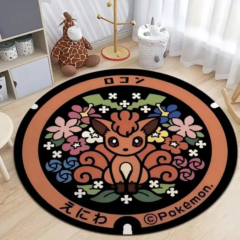 Navak Carpet Daily Picks Disney Japan Anime Pokemon Round Floor Mat Living Room Sofa Bedroom Rug Cute Non-Slip Machine Washable Carpet Home Decor