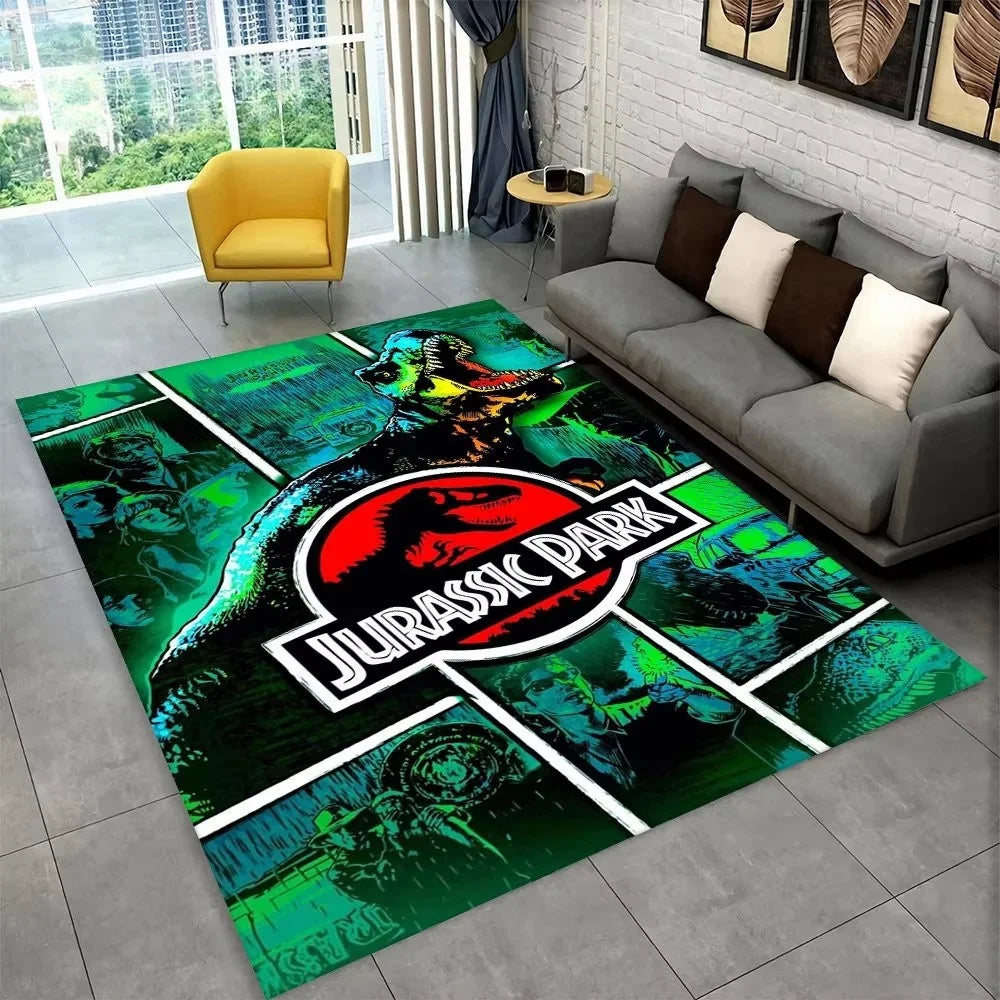 Navak Carpet 3D J-Jurassic Park Dinosaurier-Teppich, großer Teppich, Schlafzimmer, Kinderspielzimmer, Bodenmatte, rutschfest, Wohnzimmer-Dekor, lustiger Sofa-Akzent