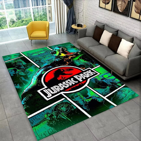 Navak Carpet 3D J-Jurassic Park Dinosaurier-Teppich, großer Teppich, Schlafzimmer, Kinderspielzimmer, Bodenmatte, rutschfest, Wohnzimmer-Dekor, lustiger Sofa-Akzent