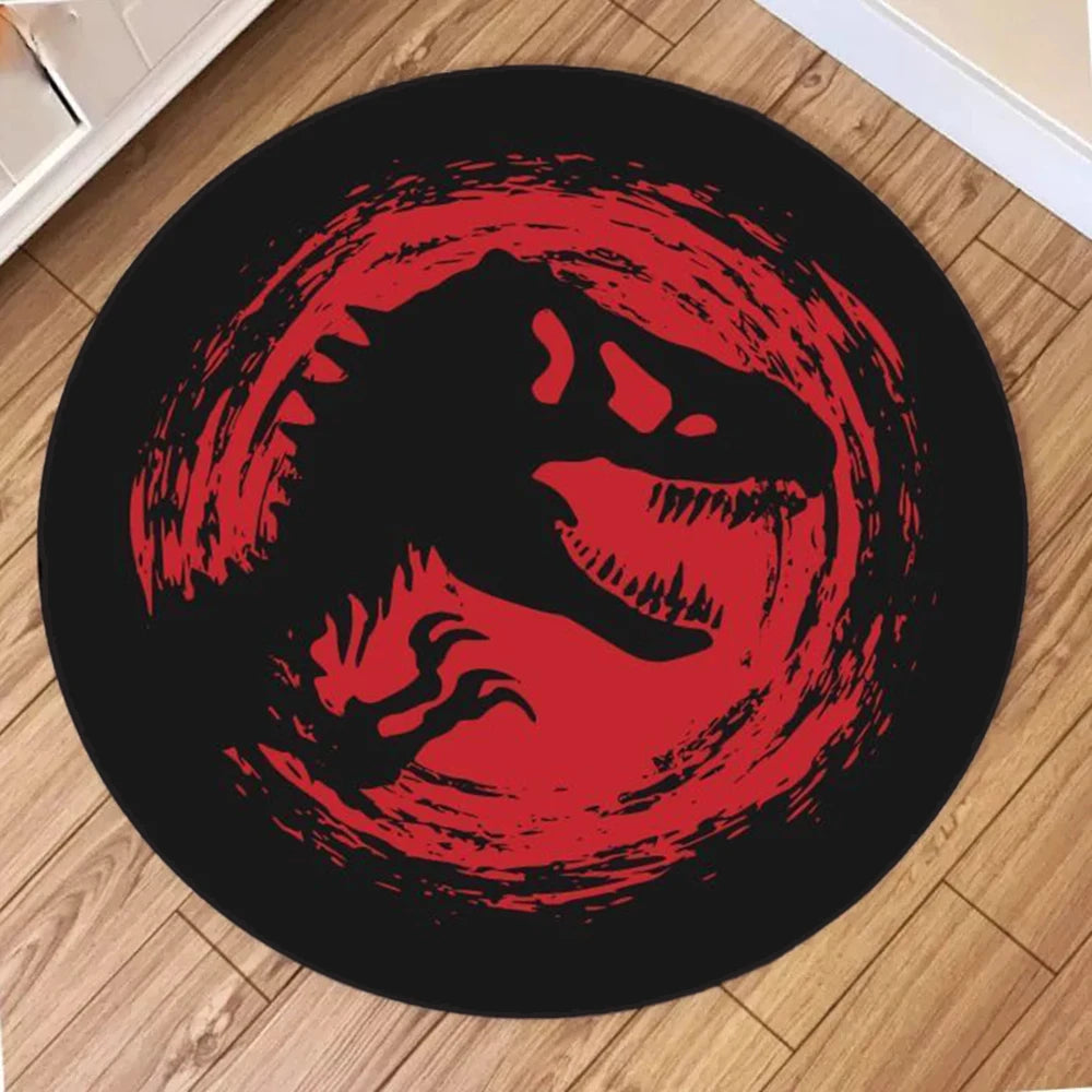 Navak Teppich, Cartoon-Dinosaurier-Druck, runder Teppich, rutschfest, kreisförmig, für Kinder, Schlafzimmer, Dekoration, Zuhause, Wohnzimmer, Sofa, Balkon, Flurmatte