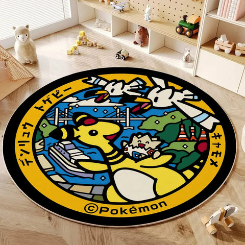 Navak Carpet Daily Picks Disney Anime Cartoon Pokemonzd Runde Bodenmatte Wohnzimmer Schlafzimmer Teppiche Niedliches Kind Rutschfester Waschbarer Teppich Wohnkultur