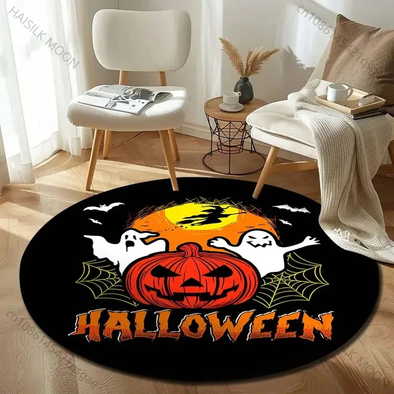 Navak Teppichkopf Fledermausschloss Halloween Runde Teppiche Teppich Kinderzimmer Fußmatten Spielzimmer Polster Wohnzimmer Schlafzimmer Mode Gaming Teppich