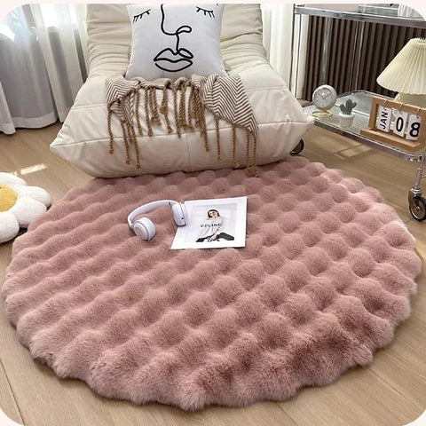 Navak Carpet Nordische runde Teppiche für Wohnzimmer, Plüsch-Bodenmatte, weiche Teppiche, Schlafzimmer, Nachttisch, flauschige Matte, rutschfester, zotteliger Teppich, Raumdekoration