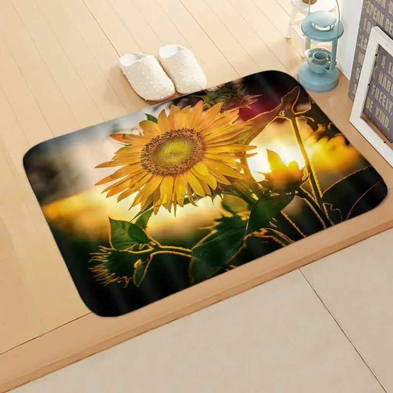 Navak Teppich, Sonnenblumen-Eingangs-Willkommens-Fußmatte, Blumen, Schlafzimmer, Nachttisch-Dekor, Teppich, rutschfest, Badezimmer, Küche, Fußmatten für den Innenbereich