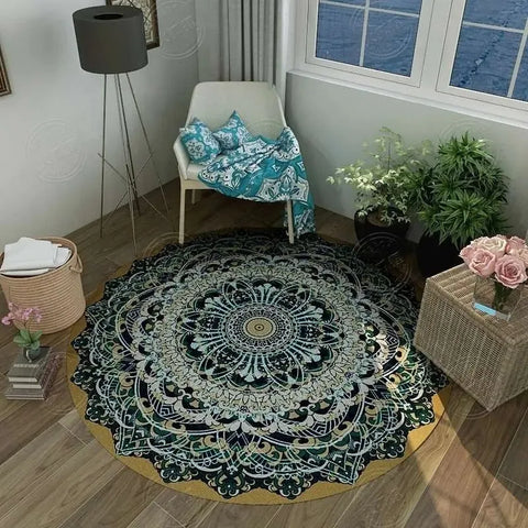 Navak Teppich, persischer Retro-Ethno-Stil, runder Wohnzimmerteppich, Couchtisch, Hängesessel, Drehstuhl, Bodenmatte, Schlafzimmer, Nachttischteppich