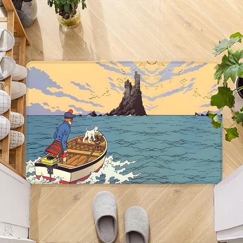 Navak Carpet Fußmatte mit dem Motiv „Die Abenteuer von Tim und Struppi“, rutschfest, waschbar, für Küche, Flur, Badezimmer, Badematten