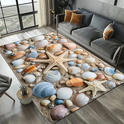 Navak Carpet 3D-Strandmuschel-Teppich für Kinderspielbereich und Schlafzimmer, rutschfestes Dekor