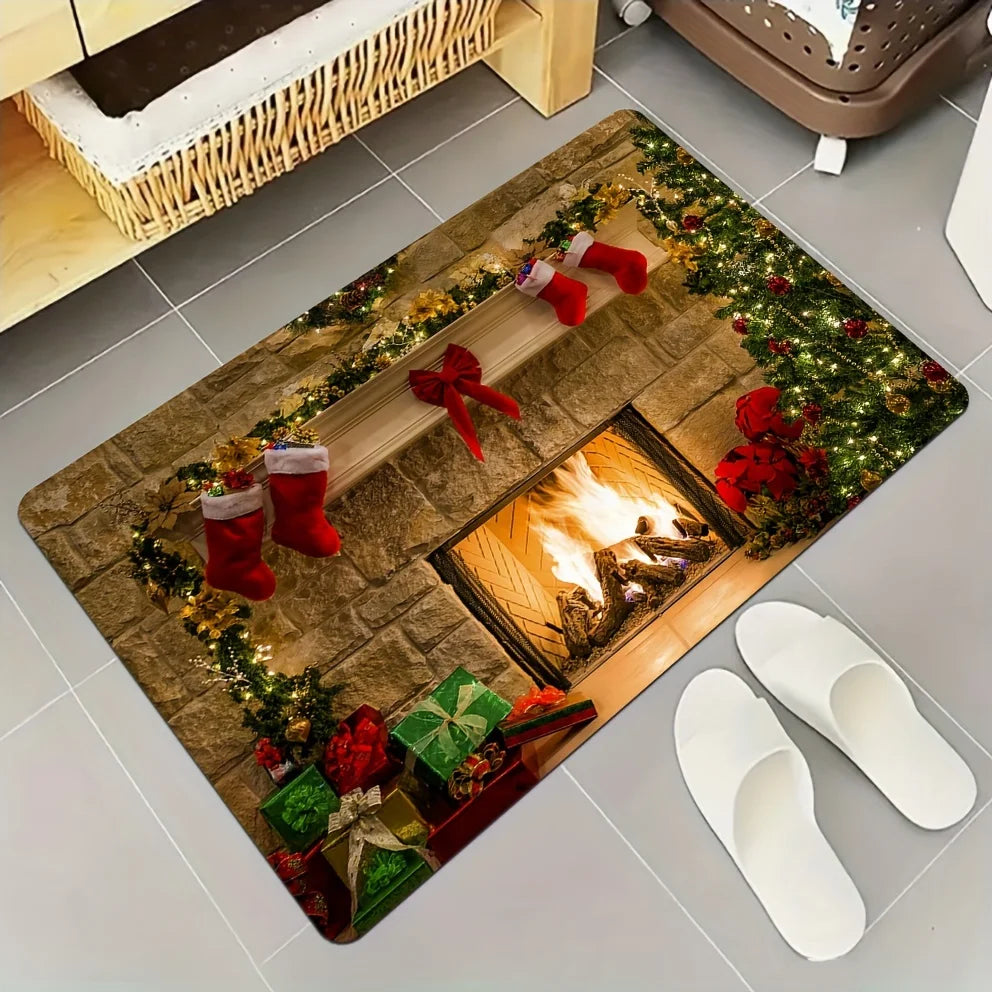 Navak Teppich Weihnachten Küche Badezimmer rutschfeste Bodenmatte Wohnzimmer Balkon Flur Eingangsbereich Teppich Schlafzimmer Nachttisch Fußmatte Mas Home Decor