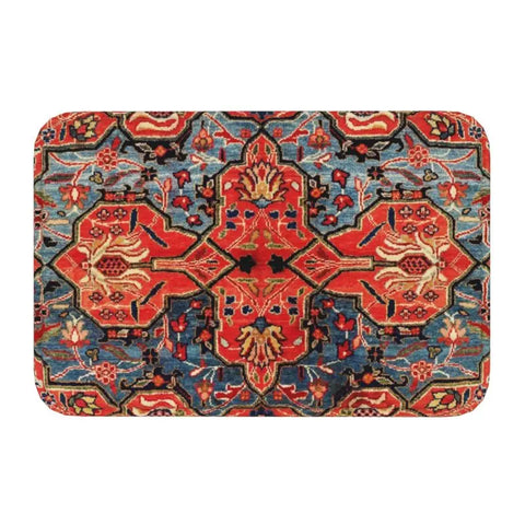 Navak Teppich, blau, antik, persischer Isfahan-Seidenteppich mit Tieren, Eingangsmatte, Stammes-Ethno-Blumenmuster, Badematte, Teppich