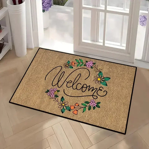 Navak Teppich mit Blumenmuster, Bodenmatte für Zuhause, rutschfest, leicht zu reinigen, Dekorationsteppich, Küchenbereich, Wohnzimmer, Haus, waschbar, Willkommens-Fußmatten