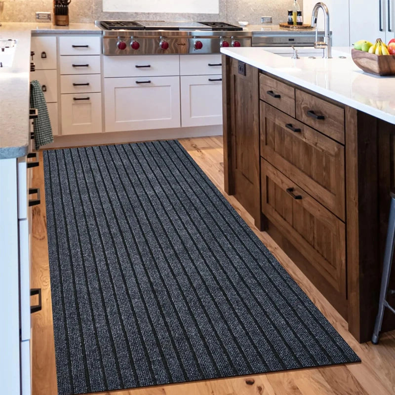Navak Carpet Non-slip door mat, solid color striped kitchen carpet floor mat, easy to clean suitable for hallway, kitchen, bathroom