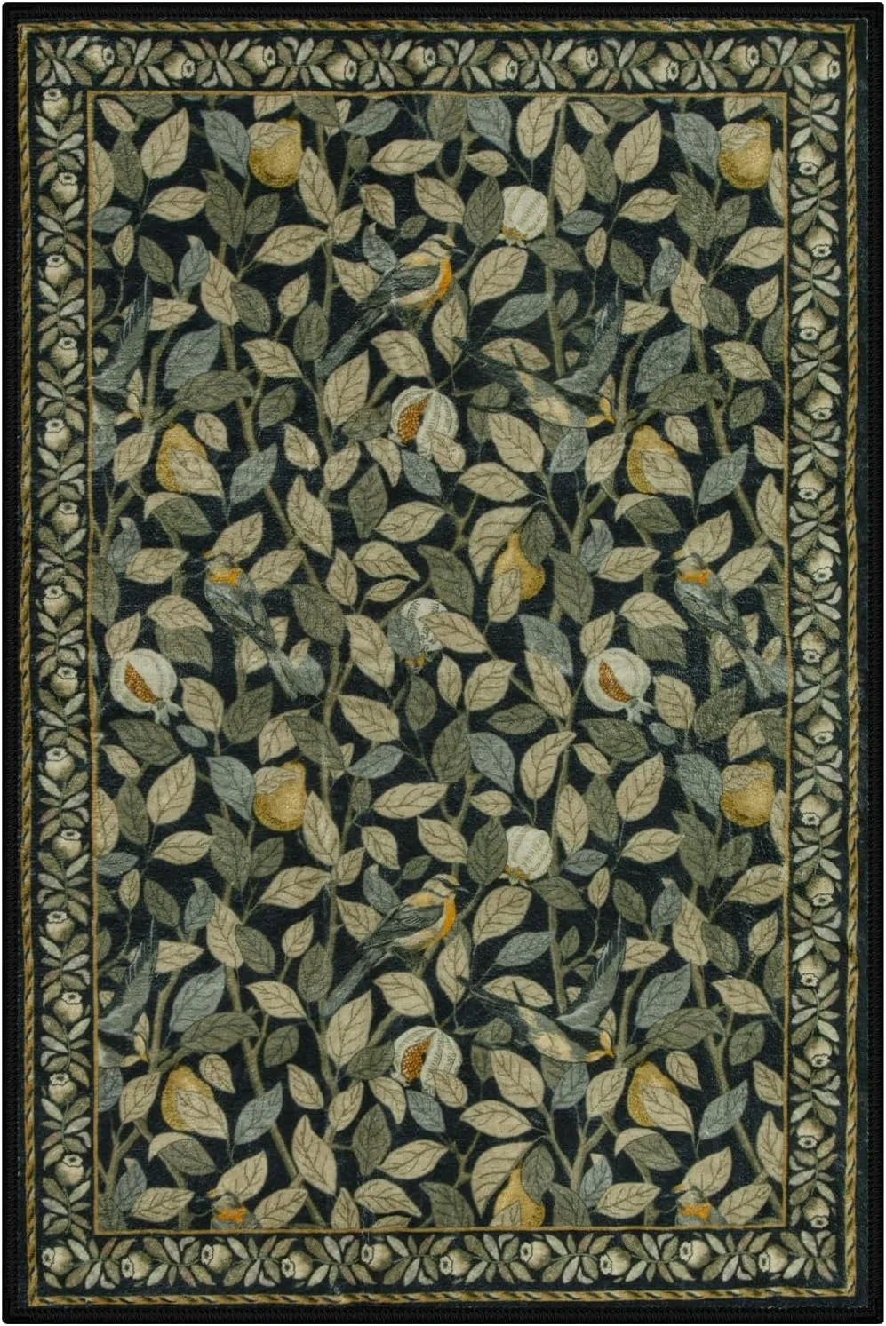 Navak Carpet Green Plant Retro Area Rug – Rutschfester, maschinenwaschbarer Wohnzimmerteppich, weiche, große Bodenmatte für die Heimdekoration im Schlafzimmer