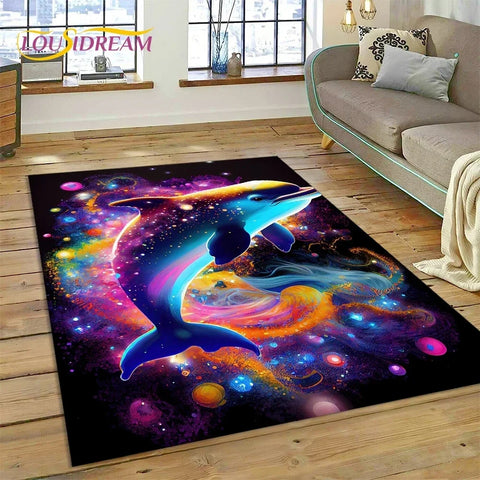 Navak Teppich, 3D-Unterwasserwelt, Meeresboden, Delfin, Cartoon-Teppich, für Schlafzimmer, Wohnzimmer, Sofa, Dekoration, große Bodenmatte für Kinder