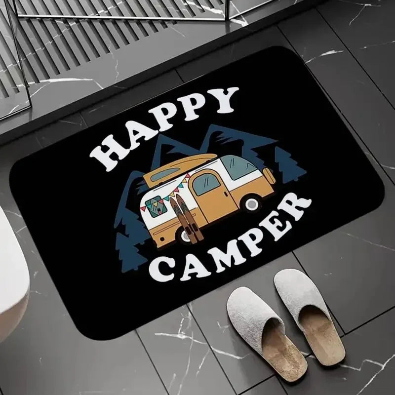 Navak Carpet Happy Campers Teppich, rutschfeste Bodenmatte, maschinenwaschbar, Eingangsteppich für Flur, Schlafzimmer, Küche und Wohnaccessoires, Dekor