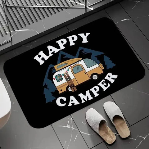 Navak Carpet Happy Campers Teppich, rutschfeste Bodenmatte, maschinenwaschbar, Eingangsteppich für Flur, Schlafzimmer, Küche und Wohnaccessoires, Dekor