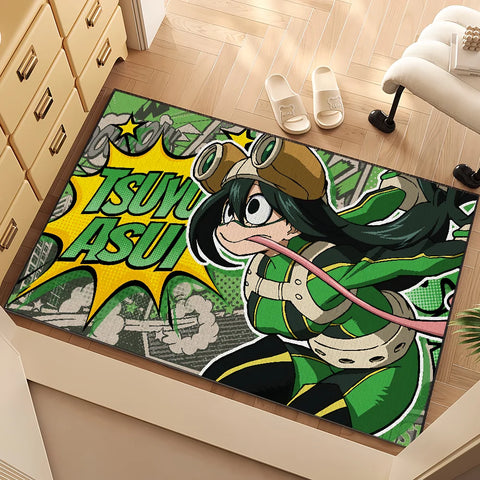 Navak Teppich Anime My h-Hero Academia Tsuyu Asui kleiner Teppich Teppich Wohnkultur Schlafzimmer Hogar Matte Flur Balkon Eingang Fußmatte Dekoration