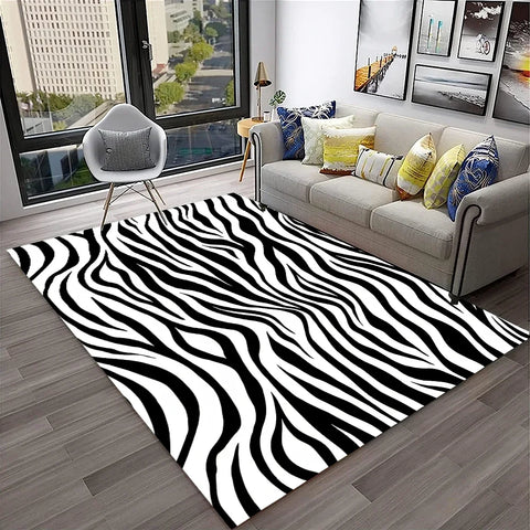 Navak Carpet Exclusive Picks Waschlappen-Teppich, Zebra-Streifen-Teppich, weich und gemütlich, stumm, für Schlafzimmer, Wohnzimmer, Garderobe, Sofa, Nachttisch, Dekoration, Heimdekoration