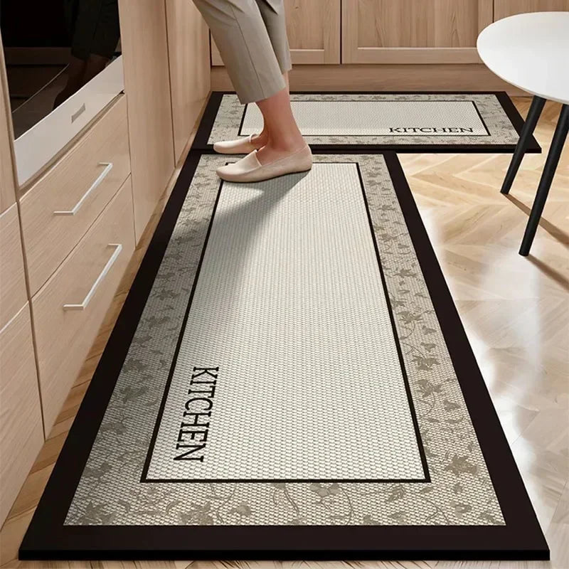 Navak Teppich Teppich für Küche Bodenmatte PVC Leder Wasserdicht Rutschfest Lang Teppich Ölbeständig Fußmatten Rosa Blume Home Dekoration Teppiche