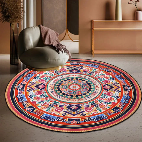 Navak Carpet Exclusive Picks Retro Bohemian Round Carpets Living Room Luxury Sofa Area Chair Non-Slip Soft Floor Mat Bedroom Decor Crystal Velvet