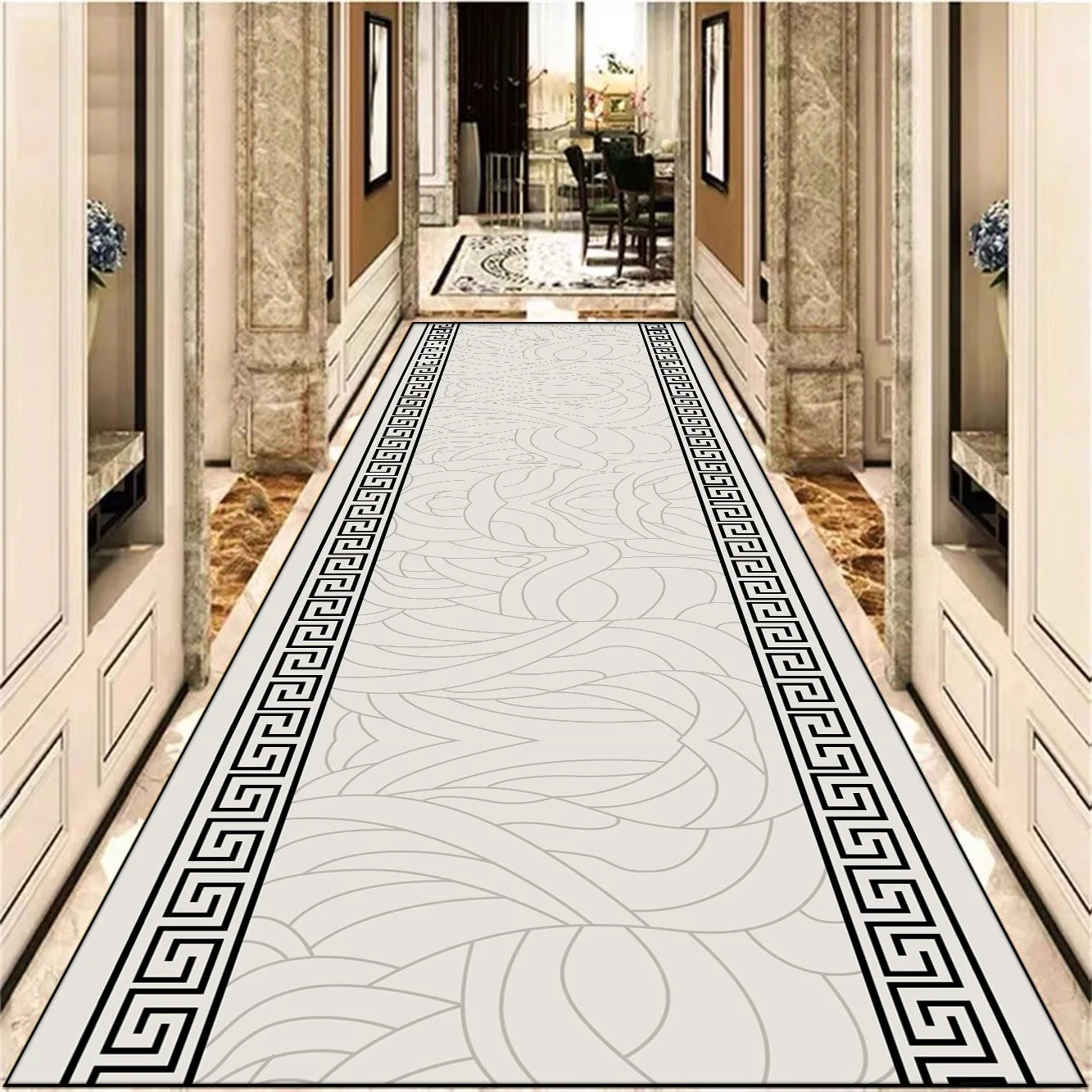 Navak Teppich Europäische Dekoration Langer Korridorteppich Wunderschöne Flurteppiche Rutschfester Treppenteppich Home Runner Gangbodenmatte Anpassbar