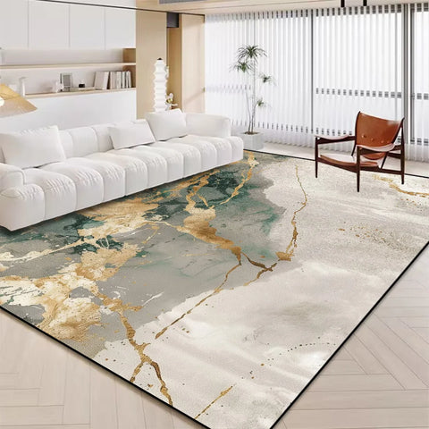 Navak Carpet Luxuriöser weißer Marmorteppich für Wohnzimmer, nordische Golddekoration, Heimteppich, rutschfeste, waschbare Teppiche für Schlafzimmer, Ins-Bodenmatte 러그