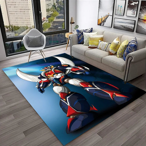 Navak Teppich, 3D-Cartoon-UFO-Roboter Grendizer, Anime-Teppich für Zuhause, Wohnzimmer, Schlafzimmer, Sofa, Fußmatte, Dekor, Kinderbereich, rutschfeste Bodenmatte