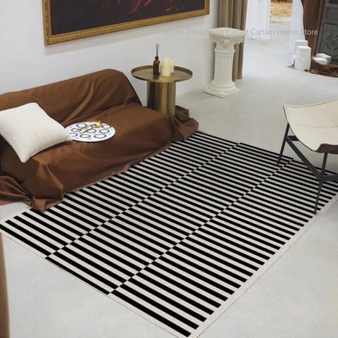 Navak Teppich, schlichter schwarzer Streifen, Wohnzimmer-Dekoration, Teppich, nordisches Schlafzimmer, Nachttisch, Plüsch, rutschfeste Matte, luxuriöser Arbeitszimmer-Garderoben-Teppich