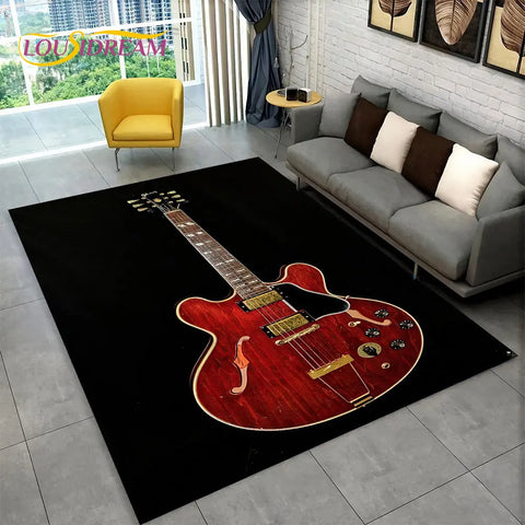 Navak Teppich, klassische Gitarre, E-Gitarre, Bass, Teppich für Wohnzimmer, Schlafzimmer, Sofa, Fußmatte, Dekoration, rutschfeste Bodenmatte für Kinderspiele