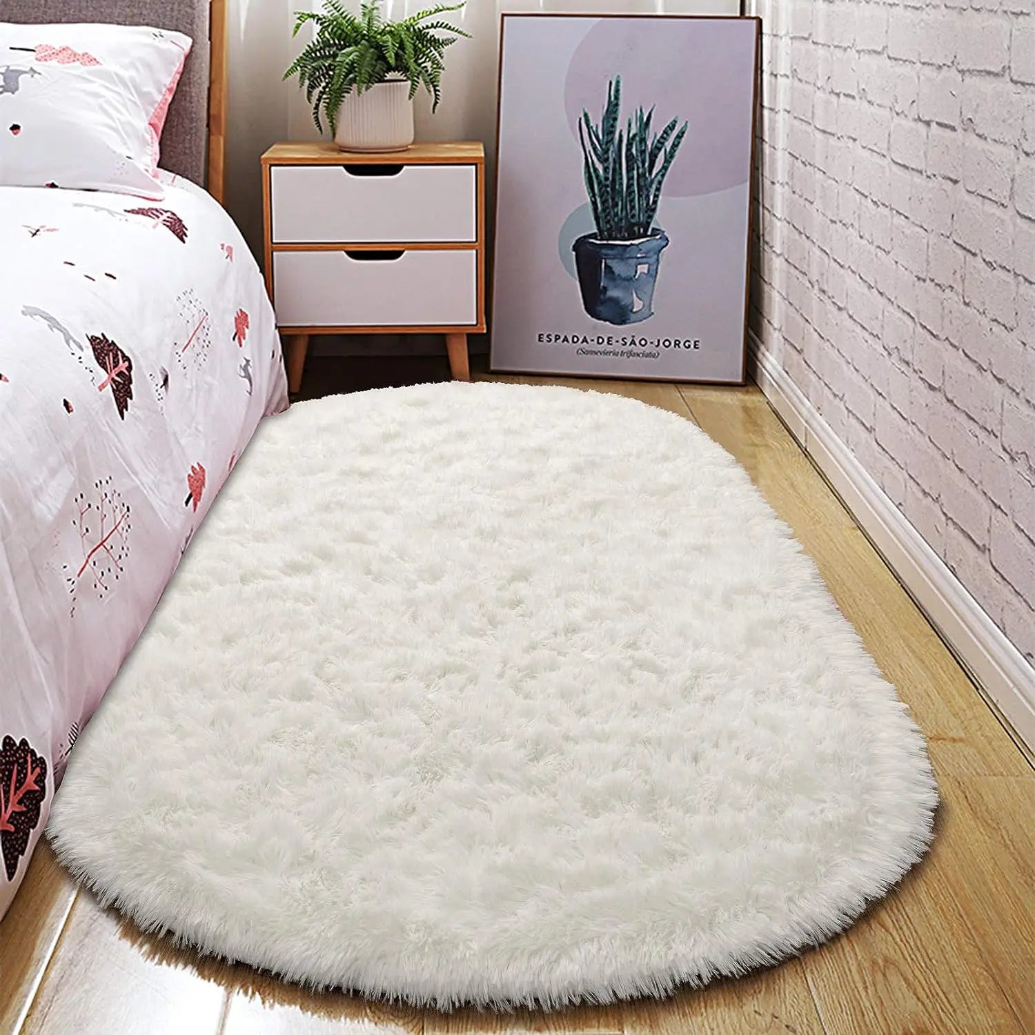 Navak Carpet Ovaler, flauschiger, ultraweicher Teppich für Schlafzimmer, Plüsch-Zotteliger Teppich für Kinderzimmer, Nachttischmatten, 7,8 x 1,6 m