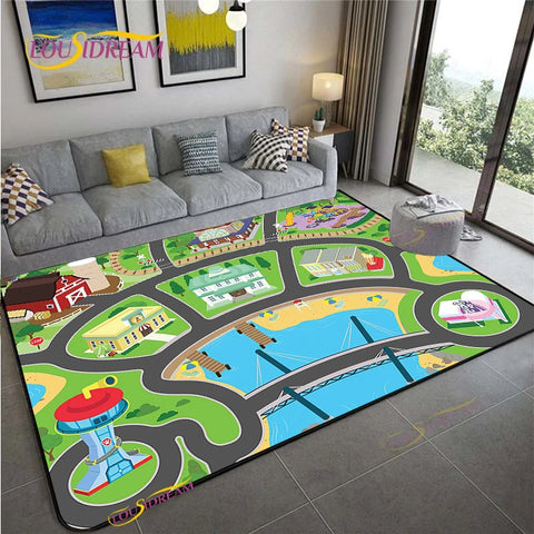 Navak Teppich Alfombra Straßenverkehrsroutenkarte Teppich Wohnzimmer Sofa Couchtisch Schlafzimmer Teppiche Küche Kinderspiel Anti-Rutsch-Bodenmatte Wohnkultur