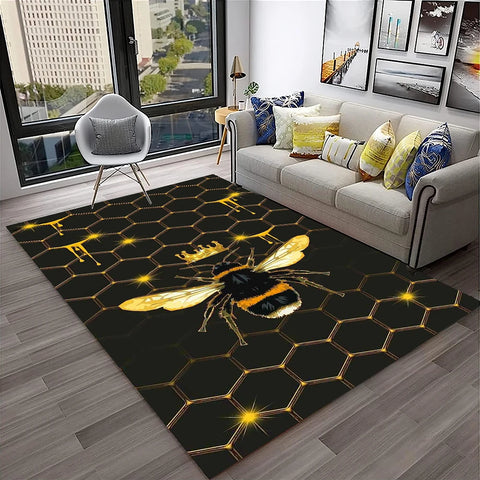 Navak Teppich, süße Biene, Honigbiene, Insekten-Cartoon, 3D-Teppich für Zuhause, Wohnzimmer, Schlafzimmer, Sofa, Fußmatte, Dekor, Kinderbereich, Teppich, rutschfeste Bodenmatte