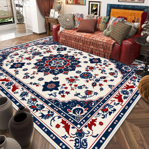 Navak Carpet Retro American Style Persia Carpet Living Room Decoration Coffee Table Area Floor Mat Non-slip Bedroom Cloakroom Washable Rugs