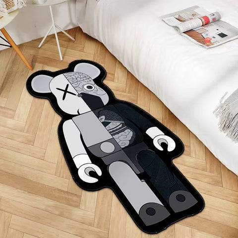 Navak Teppich, unregelmäßiger Cartoon-Bearbricks-Teppich, mehrfarbig, Gewaltbär-Teppich für Schlafzimmer, Nachttisch, rutschfest, modisch, für Zuhause, Bodenmatte